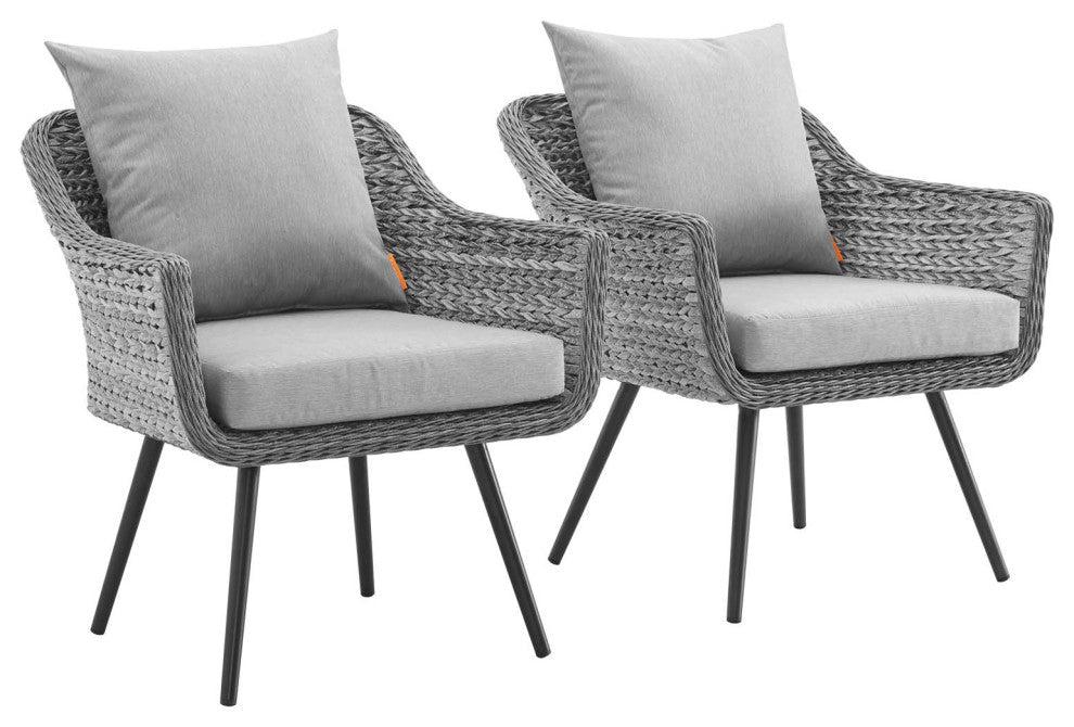 Endeavor Armchair Outdoor Patio Wicker Rattan Set of 2-Gray Gray