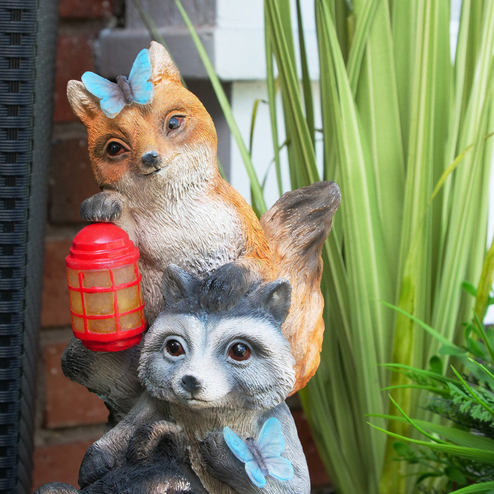 Solar Nature Pals Statue with Butterflies and LED Lights