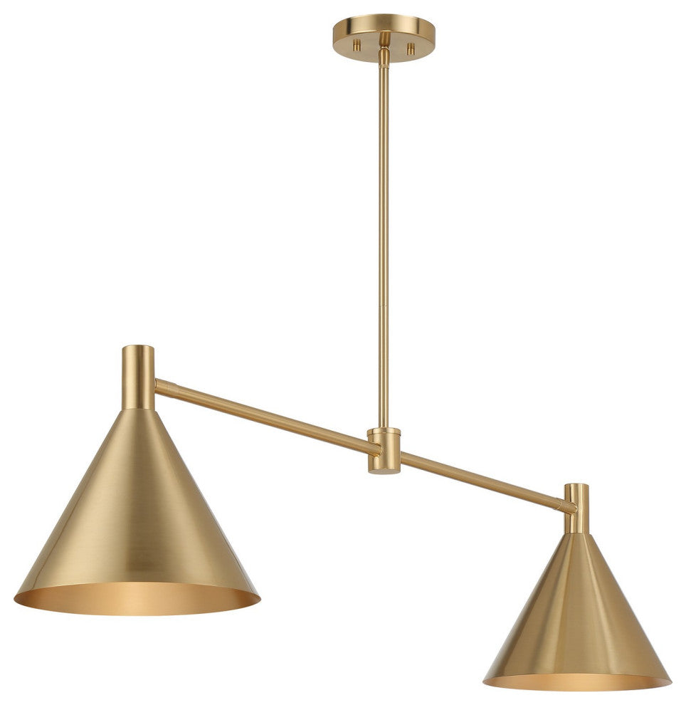Pharos 2-Light Linear Chandelier, Noble Brass by Breegan Jane