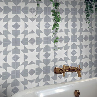 8"x8" Oujda Handmade Cement Tile, Gray/White, Set of 12