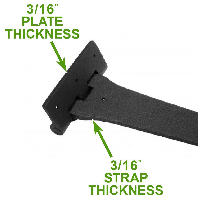 Door Gate Strap Hinge Black Wrought Iron Heart 18 inches