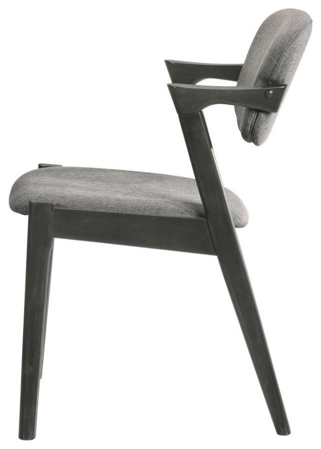 Upholstered Side Chairs With Demi Arm, Gray And Black, Set of 2