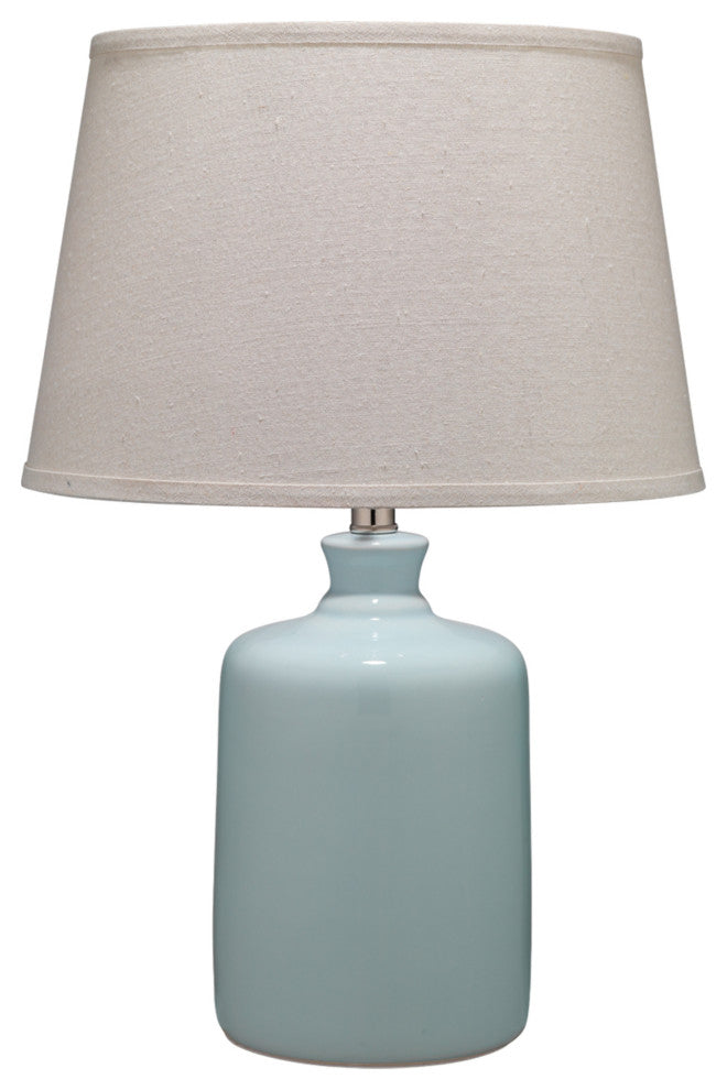 Light Blue Milk Jug Table Lamp With Tapered Shade