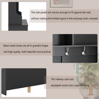 Gewnee Multiple Functions Hallway Coat Rack, Black