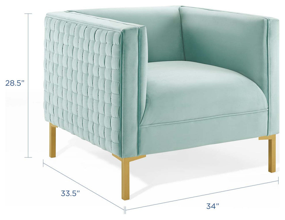 Armchair Accent Chair, Velvet, Blue, Modern, Living Lounge Hotel Hospitality