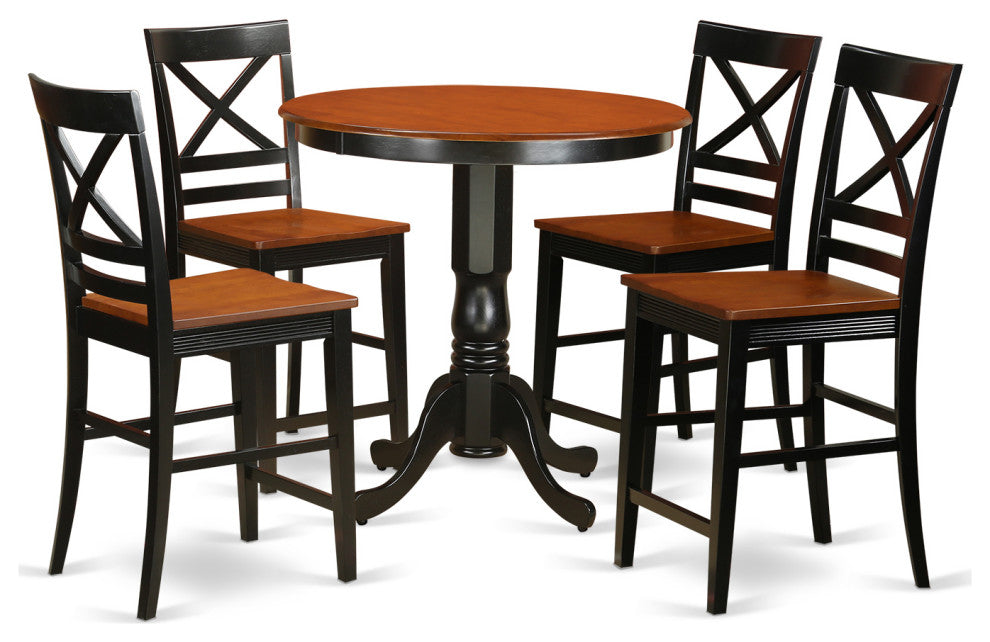 5 Pc Counter Height Table, Chair Set - High Top Table, 4 Counter Height Stool.