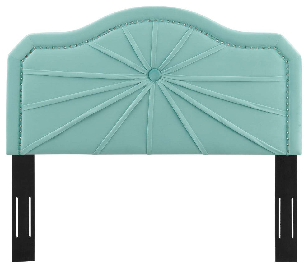 Kristin Pleated Performance Velvet Twin Headboard-Mint