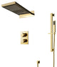 Melfi 22" Brushed Gold Rainfall Shower System, Square Handheld Shower, Non LED