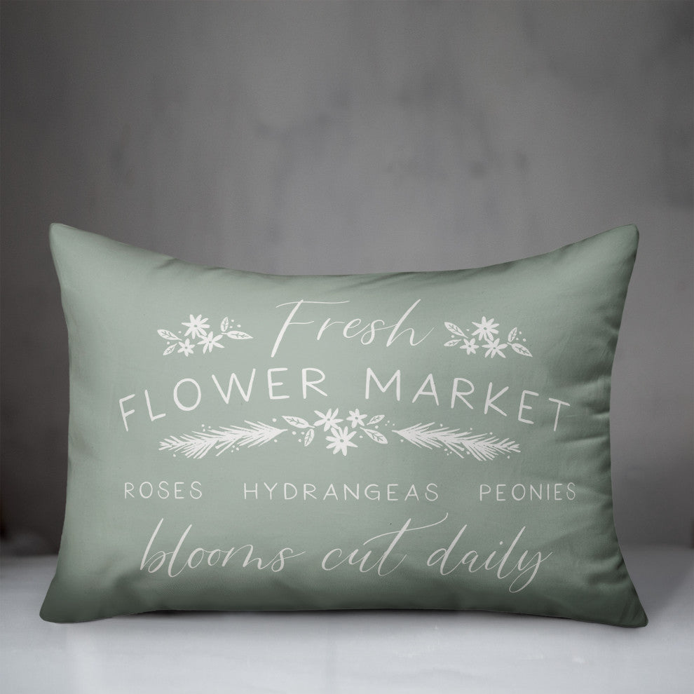 Mint Flower Market 14x20 Spun Poly Pillow
