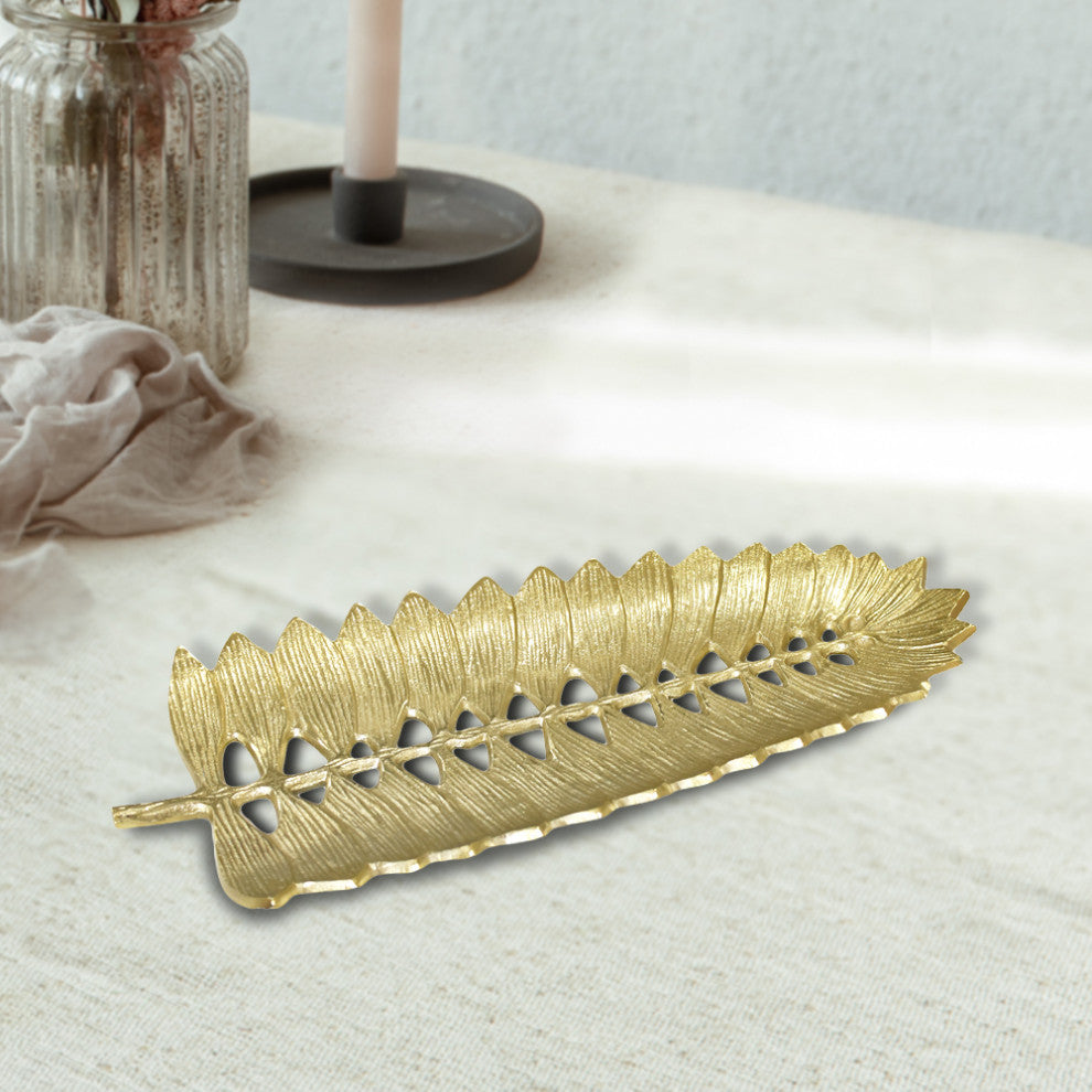 Handmade Decorative Aluminium Tray, Gold Color Coated