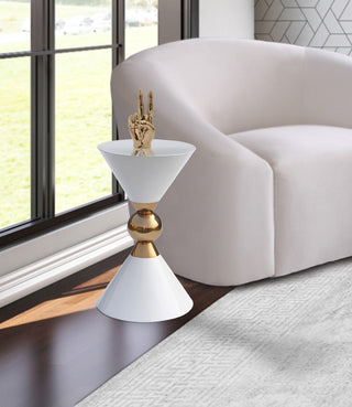 Malia Iron End Table, White/Gold