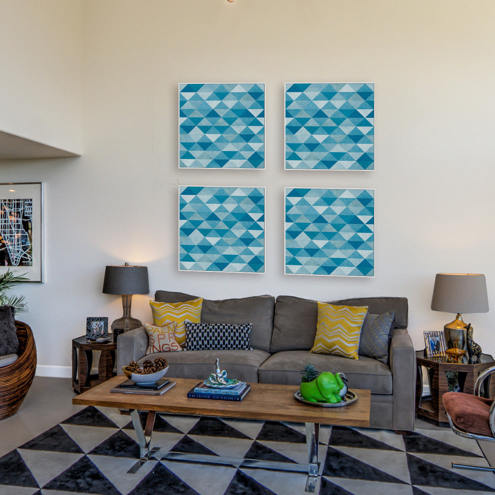 Blue Triangles Quadriptych, 64x64