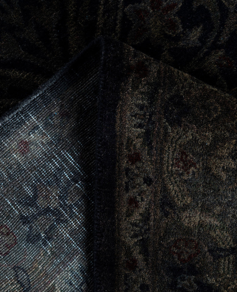 Overdyed One-of-a-Kind Hand-Knotted Area Rug Black, 3' 2" x 5' 3"