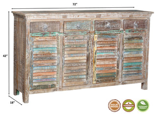 Cassidy 4-Drawer 4-Door Shutter Sideboard, White