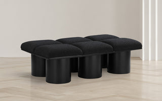 Pavilion Boucle Fabric Upholstered 6-Piece Modular Bench, Black, Black Finish