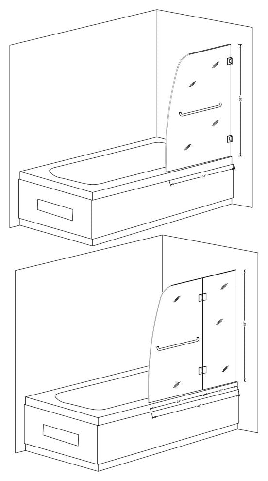 Anzzi 5' Left Drain Tub, White With 48" x 58" Tub Door, Chrome