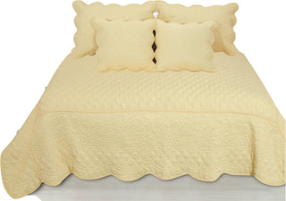 3-Piece Quilted Yellow Buttercup Puffs Bedspread Set, King
