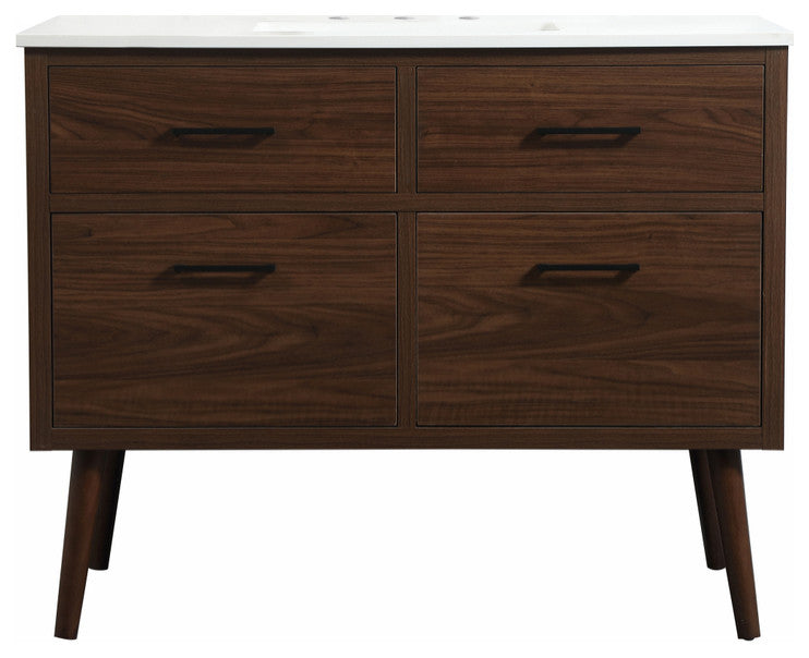 Home Living 22" Midcentury Modern Walnut-Light Bathroom Vanity