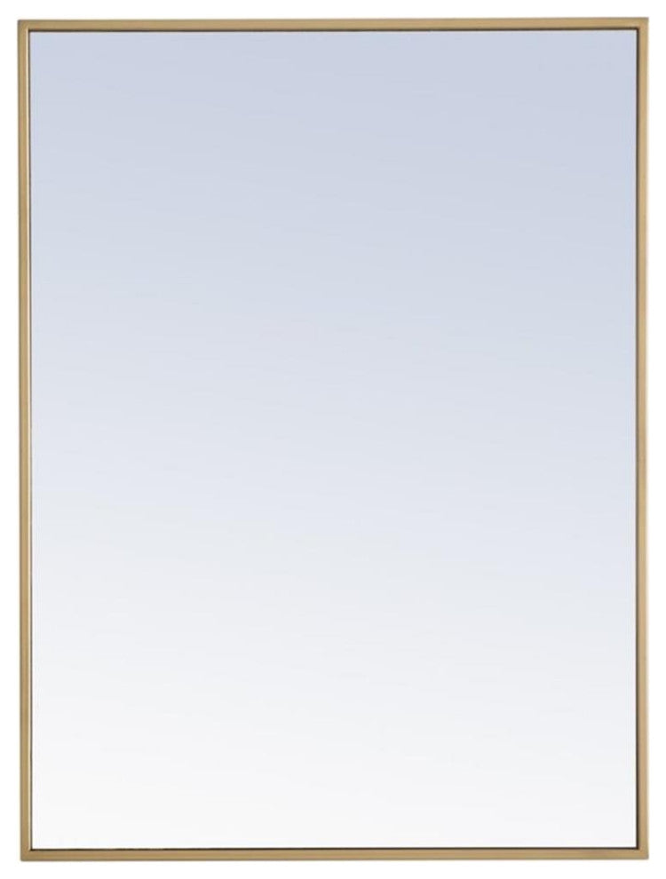 Elegant Decor Monet 32" x 24" Rectangle Metal Frame Mirror in Brass