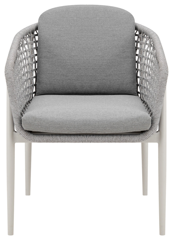 Rhodes Outdoor Patio Dining Chair, Light Gray Rope/Cushions Set of 2