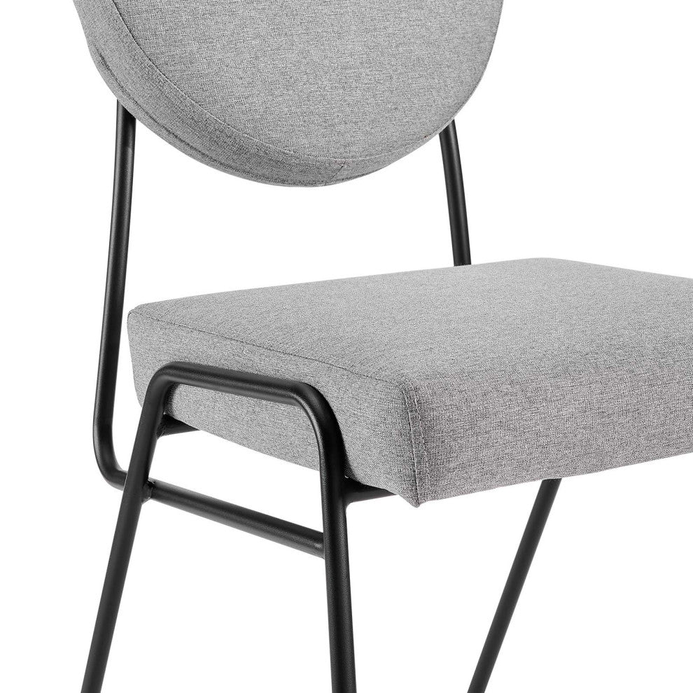 Craft Upholstered Fabric Dining Side Chairs, Set of 2, Black Light Gray