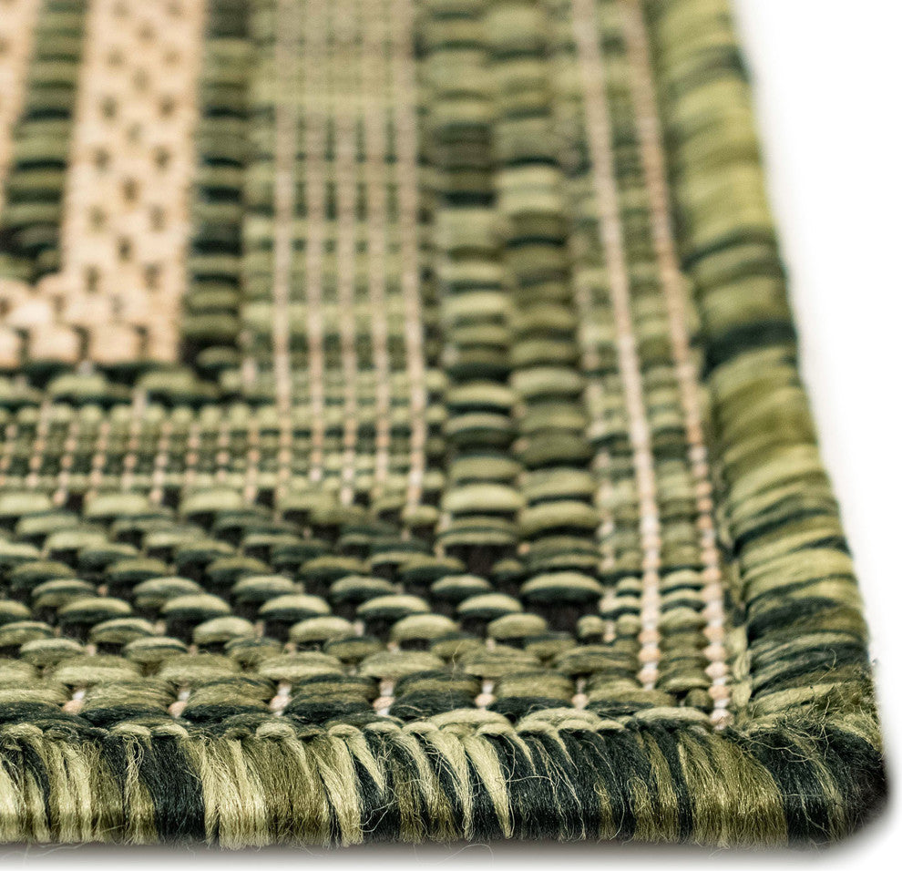 Carmel Multi Border Indoor/Outdoor Rug, Green, 7'10"x9'10"