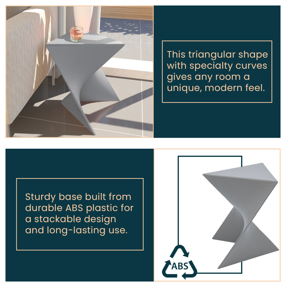 Leisuremod Randolph Modern Triangle Accent Side End Table, Gray, Singles