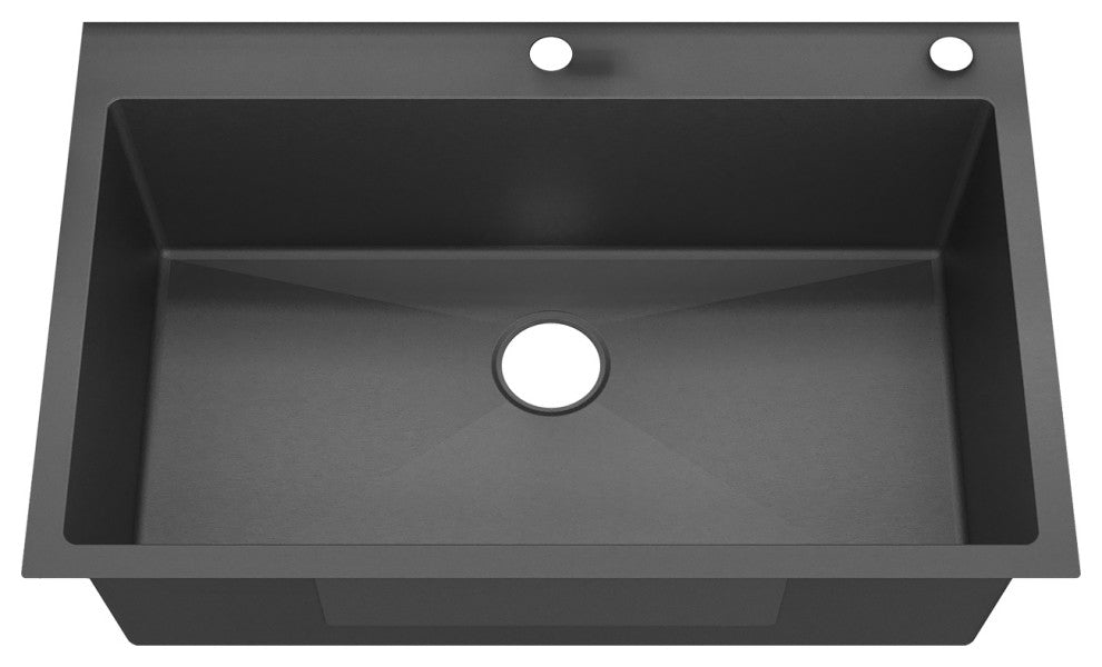 Sinber Single Bowl Kitchen Sink with 304 Stainless Steel Black Finish, 33"x22", Drop-in