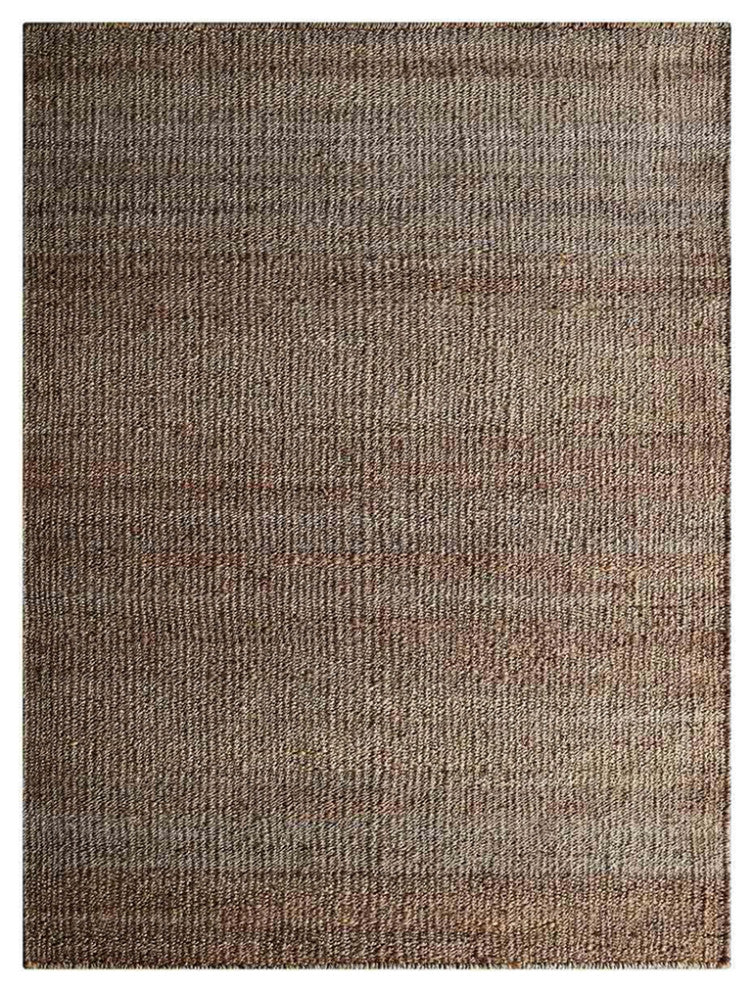 Hand Woven Jute Area Rug Solid Light Brown, [Rectangle] 5'x8'