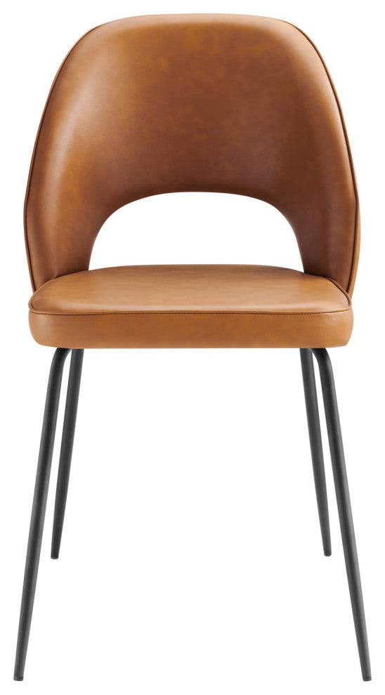 Nico Vegan Leather Dining Chair Set of 2 Black Tan