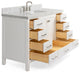 ARIEL Cambridge 55" Single Rectangle Sink Bathroom Vanity White With Marble Top