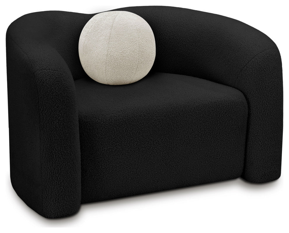 Kali Faux Shearling Teddy Fabric Upholseterd  Chair, Black