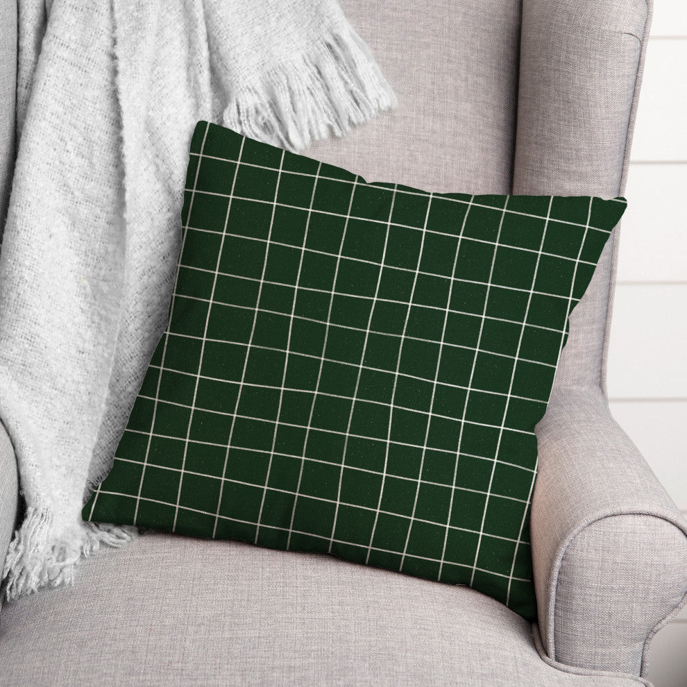 Green Grid Pattern 18x18 Spun Poly Pillow