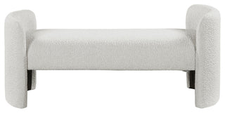 Peyton Boucle Fabric Upholstered Bench, Cream