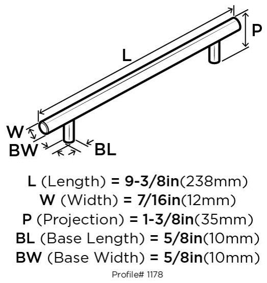 Amerock Bar Pull Collection Cabinet Pull, Set of 10, Oil Rubbed Bronze, 7" Cente