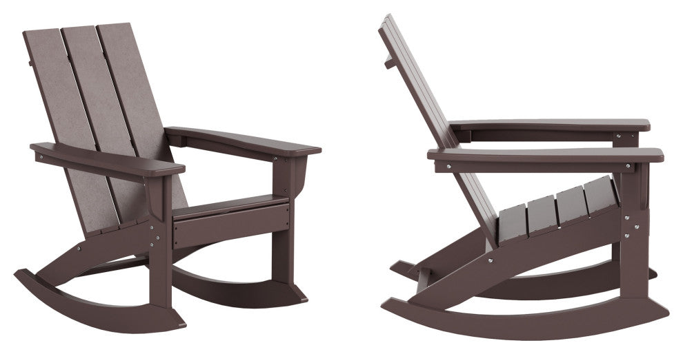 WestinTrends Set of 2 Modern Adirondack Outdoor Rocking Chairs, Dark Brown