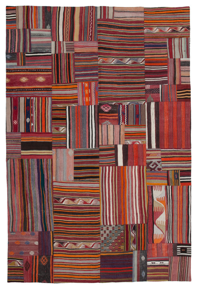 Rug N Carpet - Handmade Oriental 6' 8'' x 9' 11'' Tribal Patchwork Kilim Rug