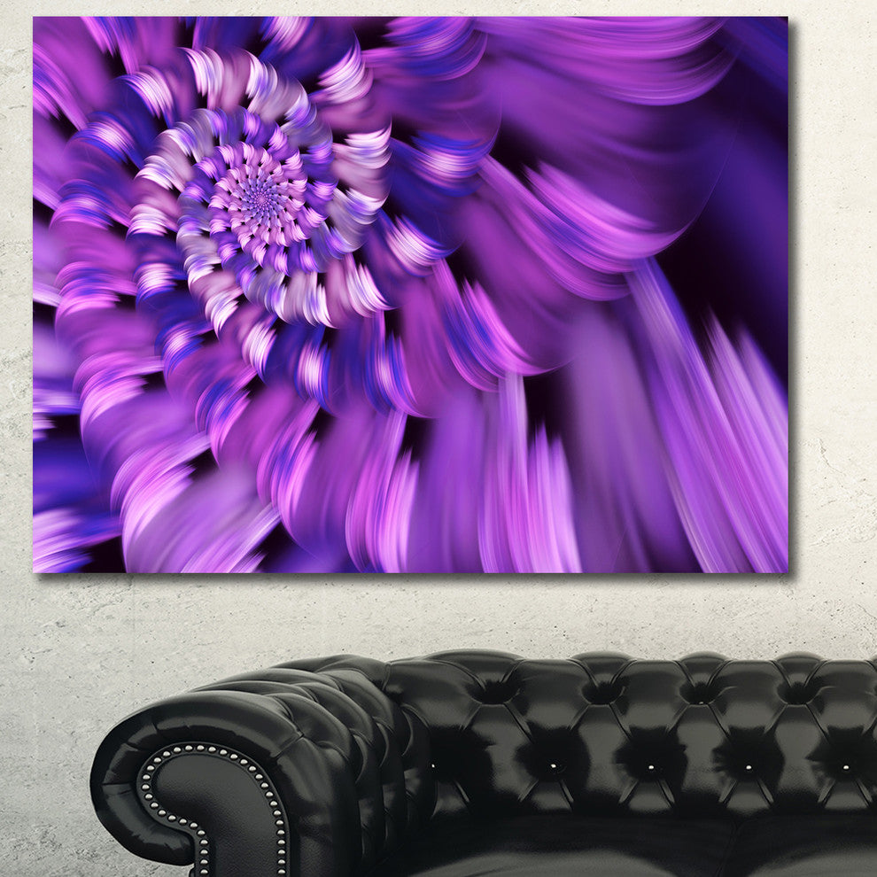 Blue Flower Shaped Fractal Art, Floral Canvas Art Print, 40"x30"