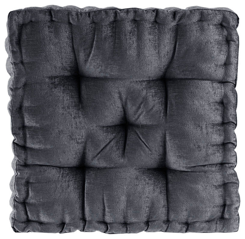 Intelligent Design Azza Square Floor Pillow Seat Cushion, Black, 20x20"