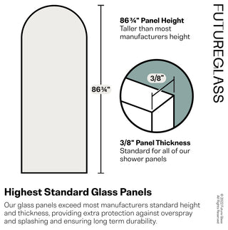 34"x86.75" Frameless Shower Door, Arched Fluted Single Fixed Panel, Oil Rubbed Bronze