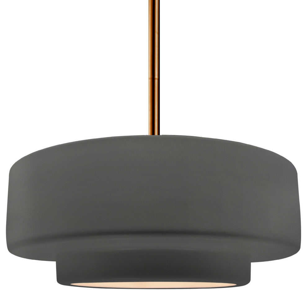 Radiance Medium Tier Pendant, Gloss Gray Frame, Brushed Brass, Rigid Stem Kit