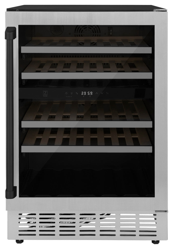 ZLINE 24 In. Wine Cooler, Stainless Steel With Matte Black, RWVZ-UD-24-MB