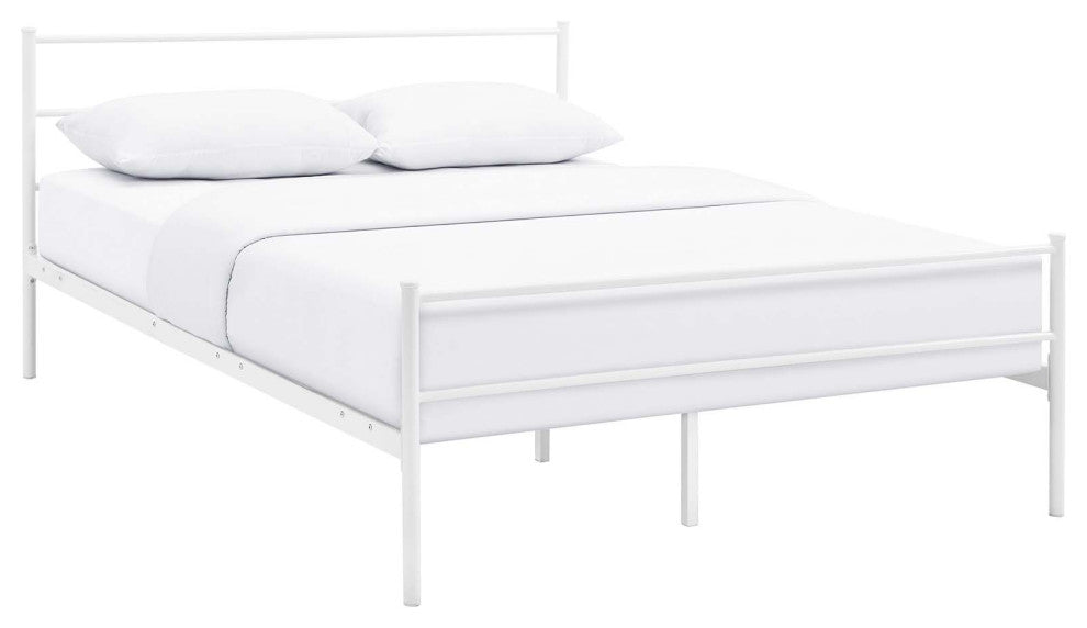White Alina Queen Platform Bed Frame