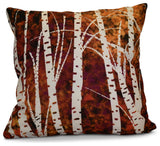 Birch Trees Floral Print Pillow, Black, 18"x18"