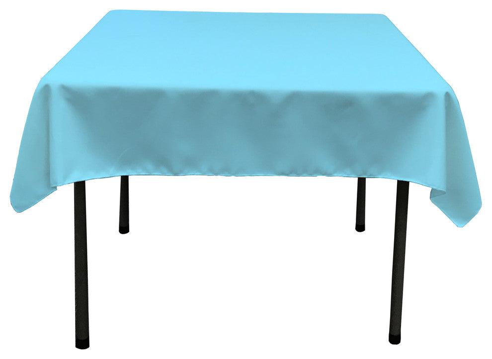 LA Linen Square Polyester Poplin Tablecloth, Light Turquoise, 58"x58"