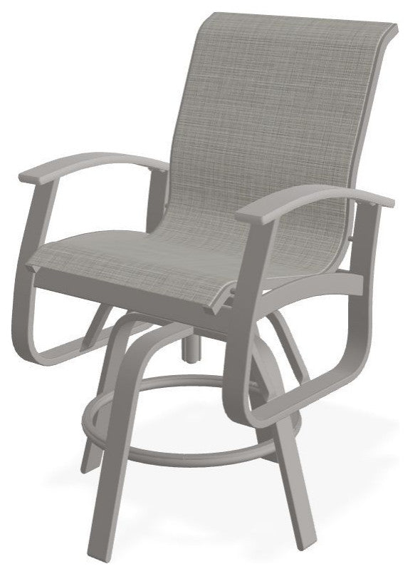Belle Isle Sling Balcony Height Outdoor Swivel Chair, Deacon/Warm Gray