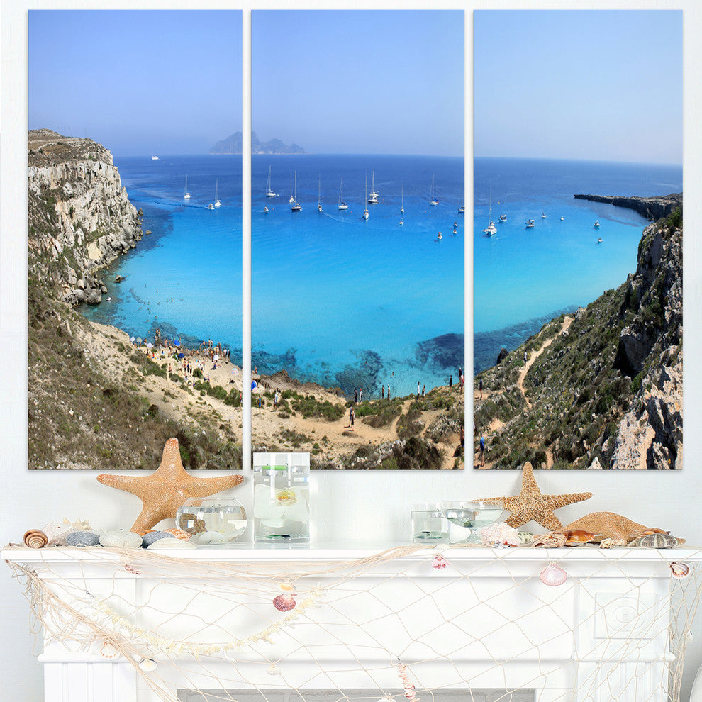 "Cala Rossa Beach Sicily Italy" Metal Wall Art, 3 Panels, 36"x28"