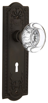 Meadows Plate With Round Clear Crystal Knob, Oil-Rubbed Bronze