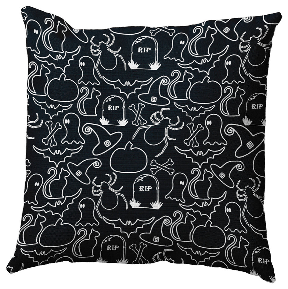 Halloween Outlines Accent Pillow, Black, 20"x20"