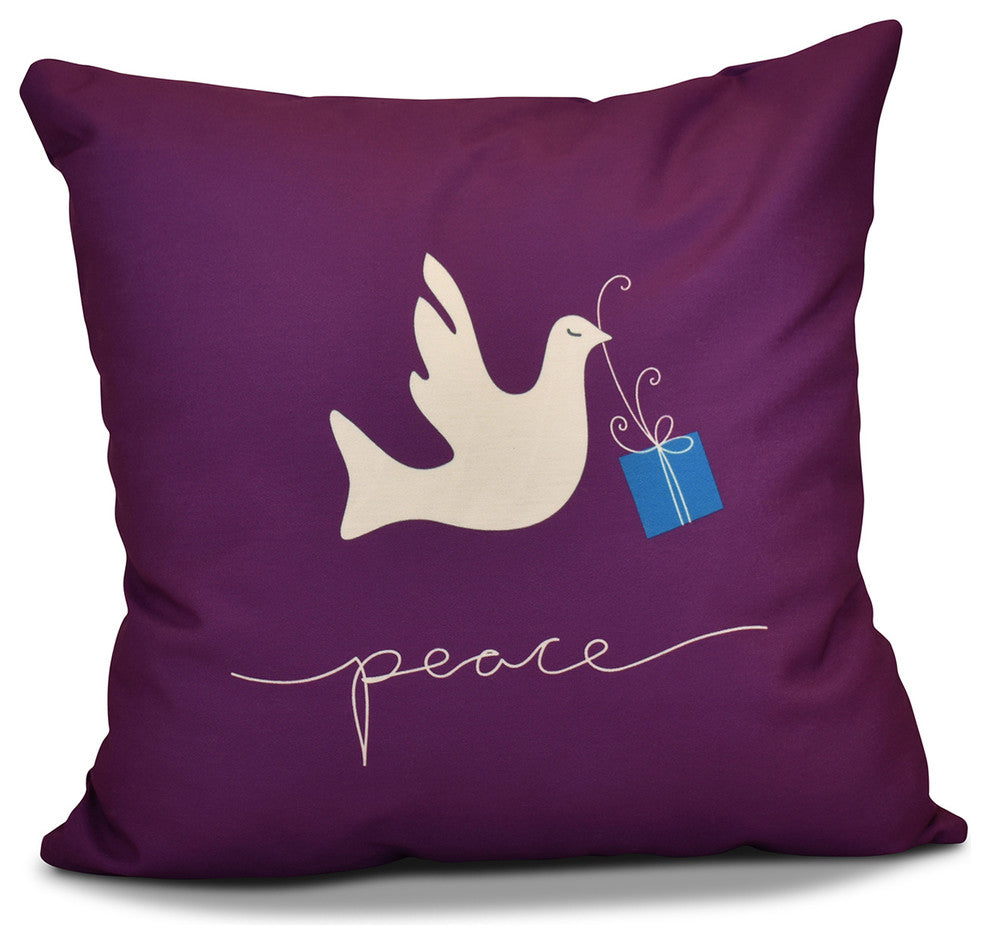 Decorative Outdoor Holiday Pillow, Animal Print, Purple, 18"x18"